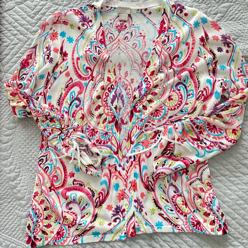Chico’s Open Front Colorful Sweater